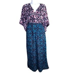 Anthropologie Bl^nk London Kimono Maxi‎ Dress Lisette Metallic Size S
